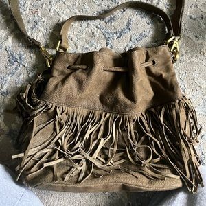 Fossil fringe leather bag